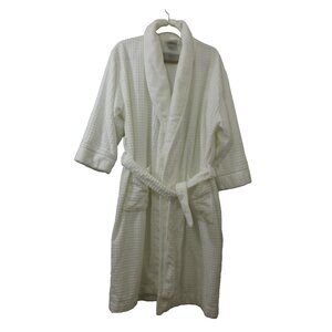 KassaSpa Robe Unisex L/XL 100% Fine Ring Spun Cotton White Terry Chenille Waffle